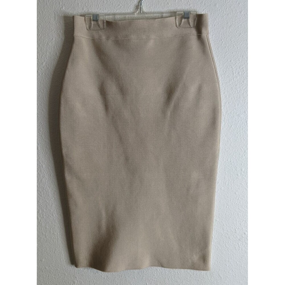 Women's Bodycon Beige Classic Zip Back Stretch Pencil Skirt Size Small